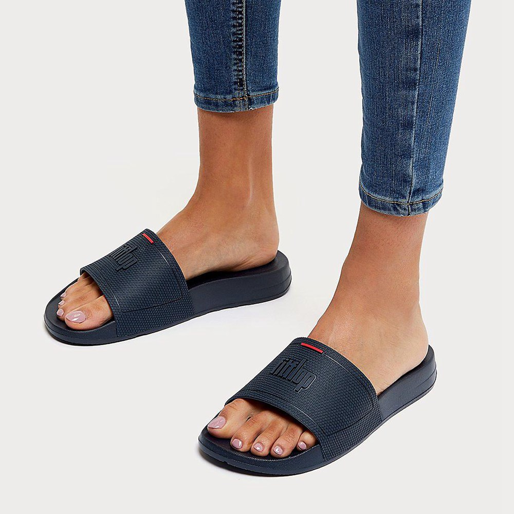 Fitflop Womens Slides - Iqushion Pool - Navy - 482-SZCWDN